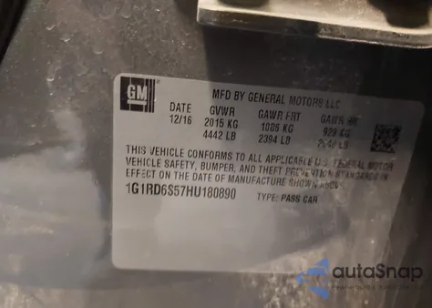 2017 Chevrolet Volt Premier from USA, damaged, VIN 1G1RD6S57HU180890